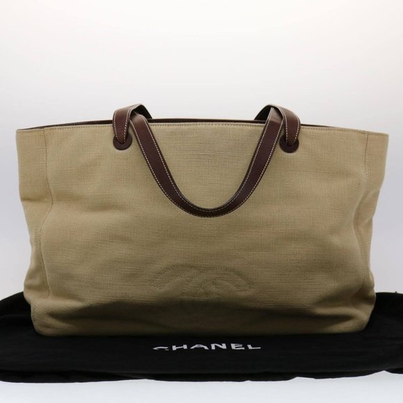 CHANEL COCO Mark Tote Bag Canvas Beige CC Auth am2628g - Picture 12 of 12